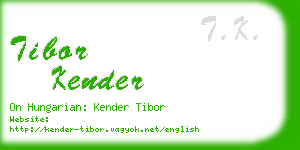 tibor kender business card